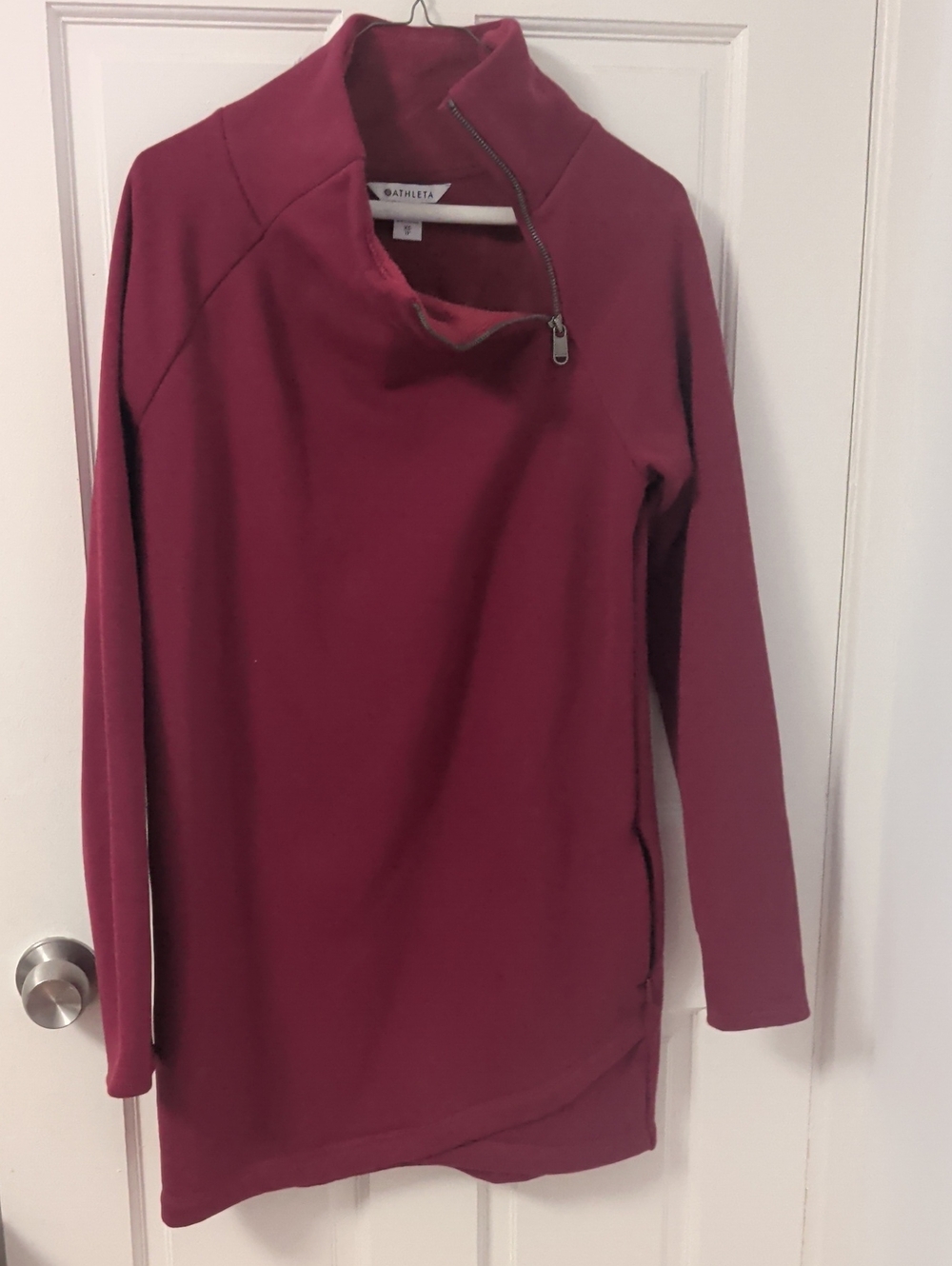 Athleta Raspberry Zip Funnel-Neck Pullover